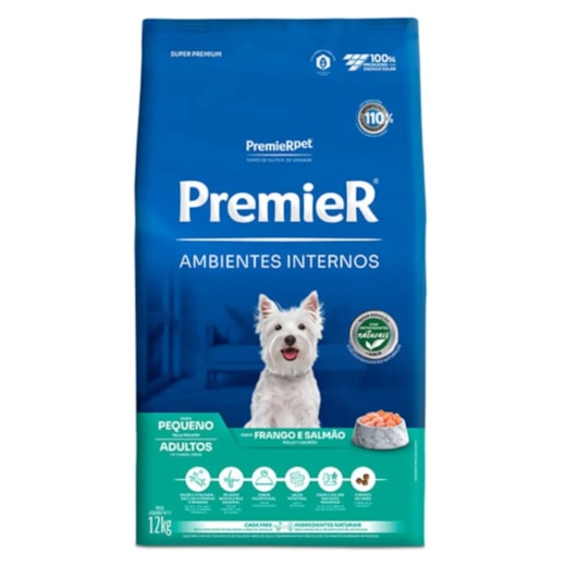 Ração Cães PremieR Ambientes Internos Adulto Frango e Salmão 12kg