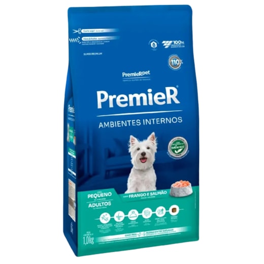 Ração Cães Premier Ambientes Internos Adulto Frango e Salmão 1kg