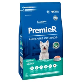 Ração Cães Premier Ambientes Internos Adulto Frango e Salmão 2,5kg