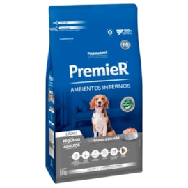 Ração Cães Premier Ambientes Internos Adulto Light 01kg Raças Pequenas