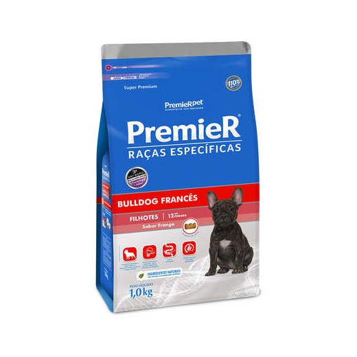Ração Cães Premier Especificas Filhotes Bulldog 01Kg Frango