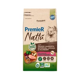 Ração Cães Premier Nattu Adulto 2,5Kg Raças Pequenas Mandioca