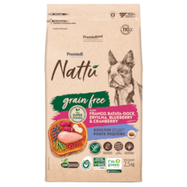Ração Cães Premier Nattu Adulto Raça Pequena Grain Free 2,5kg