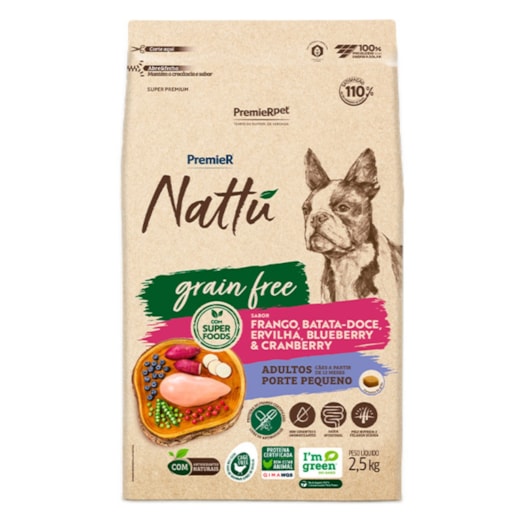 Ração Cães PremieR Nattu Adulto Raça Pequena Grain Free 2,5kg
