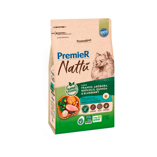 Ração Cães Premier Nattu Adulto Raças Pequenas Abóbora 01kg