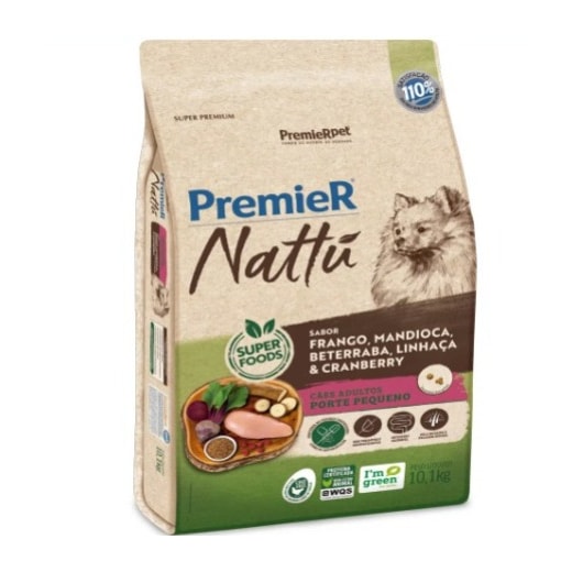 Ração Cães Premier Nattu Adulto Raças Pequenas Mandioca 10,1kg