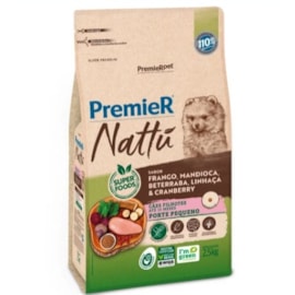 Ração Cães Premier Nattu Filhotes Mandioca Raças Pequenas 2,5kg