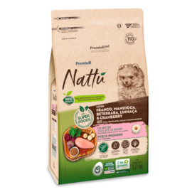 Ração Cães Premier Nattu Filhotes Raça Pequena Mandioca 01kg