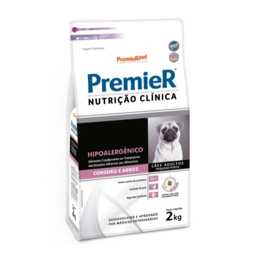 Ração Cães Premier Nutrição Clínica Hipoalergênica 02kg Raças Pequenas Cordeira 