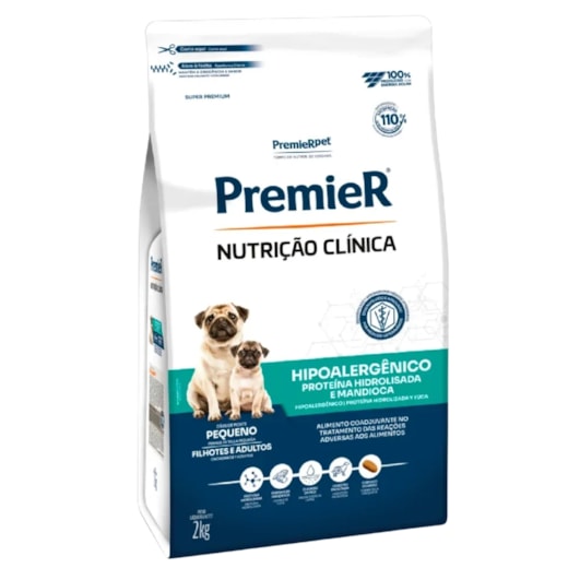 Ração Cães Premier Nutrição Clínica Hipoalergênica 02kg Raças Pequenas Mandioca