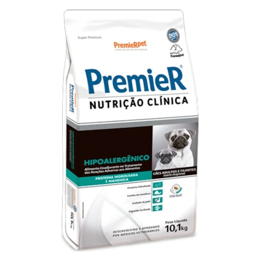 Ração Cães PremieR Nutrição Clínica Hipoalergênica 10,1kg Raças Pequenas Mandioca