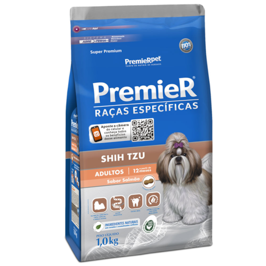 Ração Cães Premier Raças Especificas Adulto Shitzu 01Kg Salmão