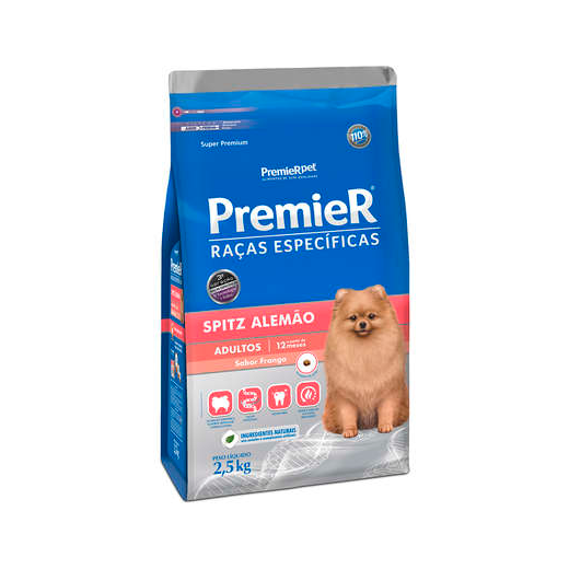 Ração Cães Premier Raças Específicas Adulto Spitz Alemão 2,5Kg Frango