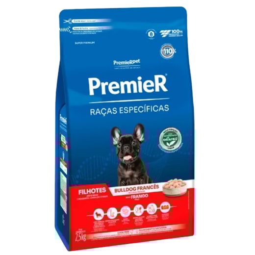 Ração Cães Premier Raças Especificas Filhotes Bulldog 2,5kg Frango