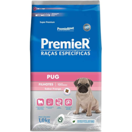 Ração Cães Premier Raças Especificas Frango Filhote Pug 01kg