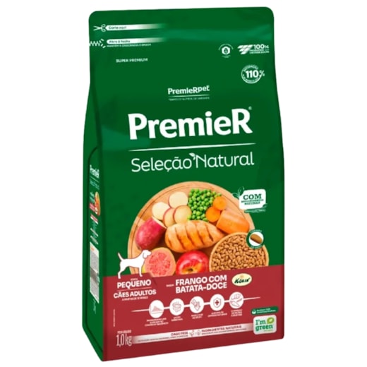 Ração Cães Premier Seleção Natural Adulto Raças Pequenas 1kg Batata Doce
