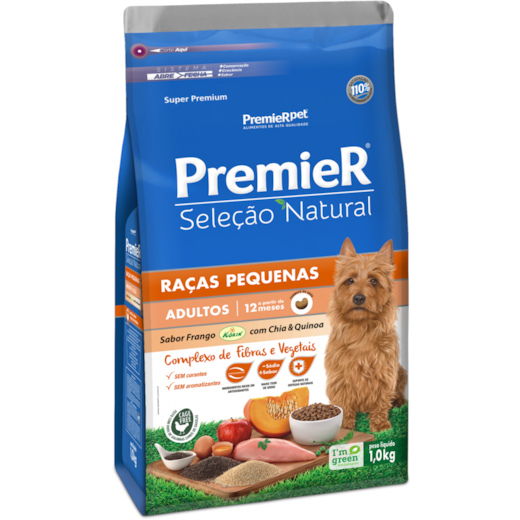 Ração Cães Premier Seleção Natural Adulto Raças Pequenas 1kg Chia e Quinoa