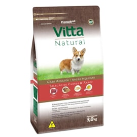 Ração Cães Vitta Natural Adulto Raça Pequena Carne/Arroz 03Kg