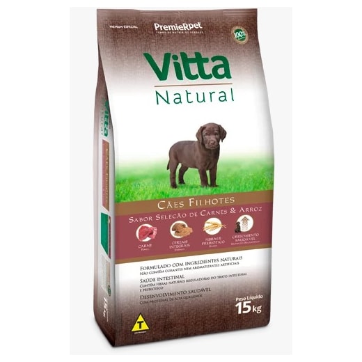 Ração Caes Vitta Natural Filhote Carne/Arroz 15Kg