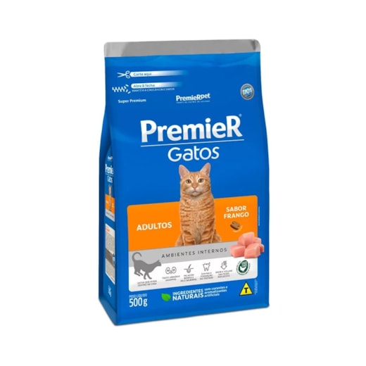 Ração de Gato Premier Adulto Ambiente Integral Frango 500Gr