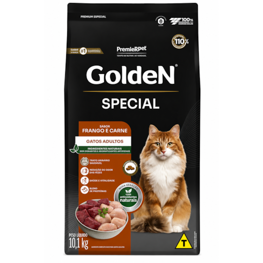 Ração Gato Adulto Golden Frango e Carne Special 10,1kg