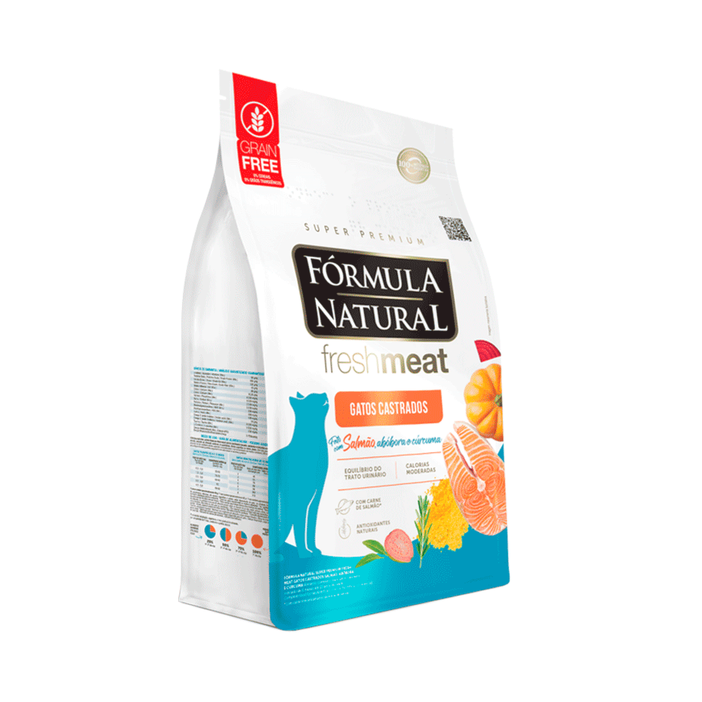 RACAO GATO FORMULA NATURAL AD FRESH MEAT 7KG CASTRADO SALMAO