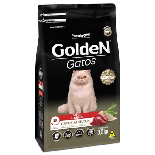 Ração Gato Golden Adulto Carne 3kg