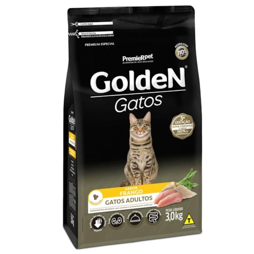 Ração Gato Golden Adulto Frango 3kg