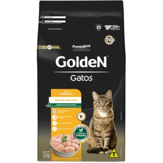Ração Gato Golden Adulto Frango 3kg