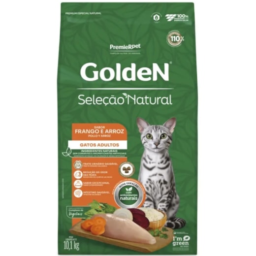 Ração Gato Golden Adulto Frango e Arroz Seleção Natural 10,1kg