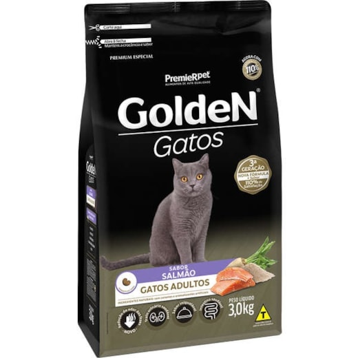 Ração Gato Golden Adulto Salmão 3kg