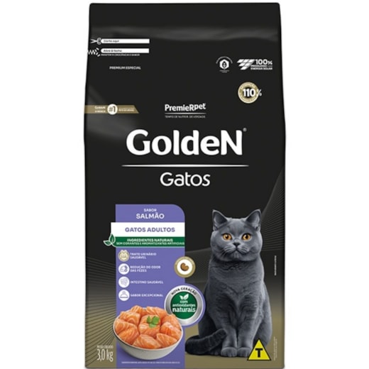 Ração Gato Golden Adulto Salmão 3kg