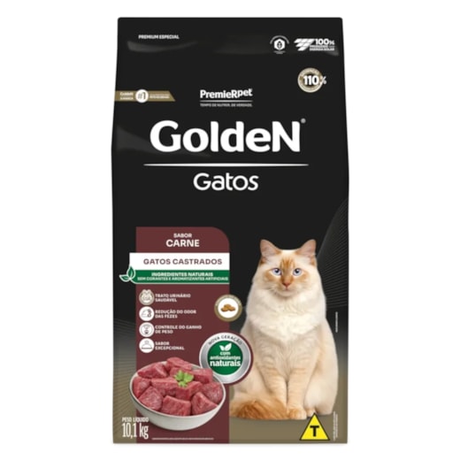 Ração Gato Golden Castrado Carne 10,1kg