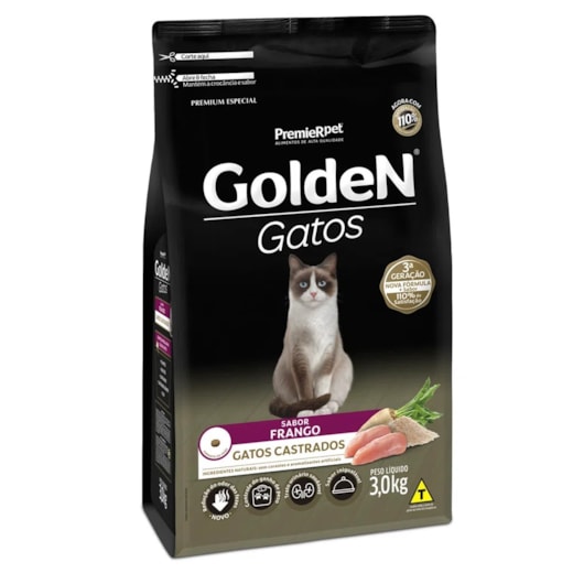 Ração Gato Golden Castrado Frango 3kg