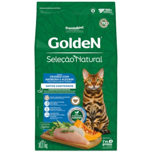Ração Gato Golden Castrado Frango e Abóbora Seleção Natural 10,1kg