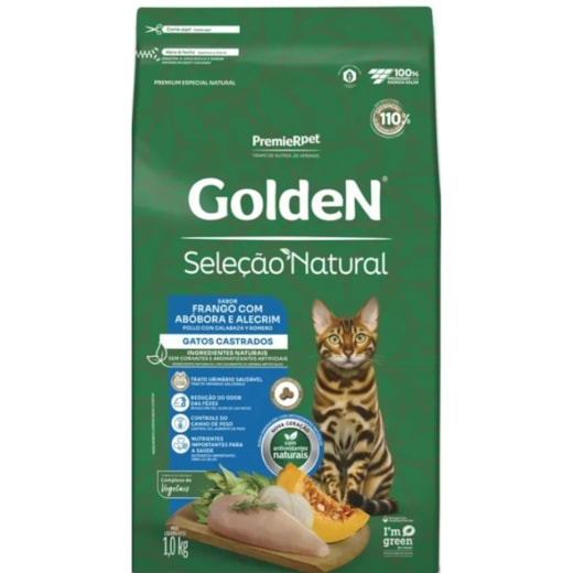 Ração Gato Golden Castrado Frango e Abóbora Seleção Natural 1kg