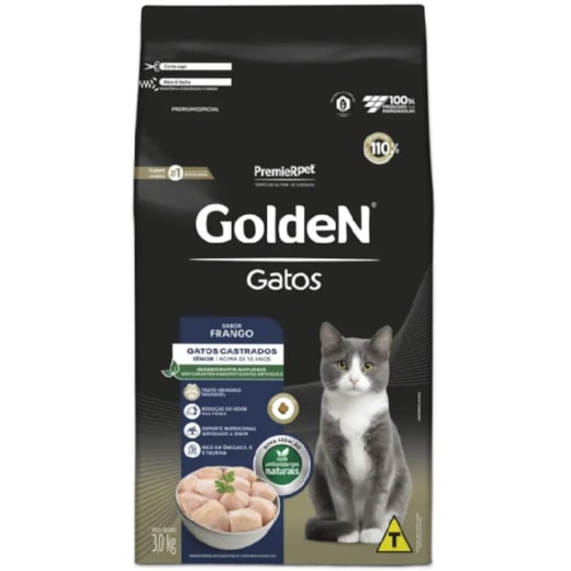 Ração Gato Golden Castrado Frango Sênior 3kg