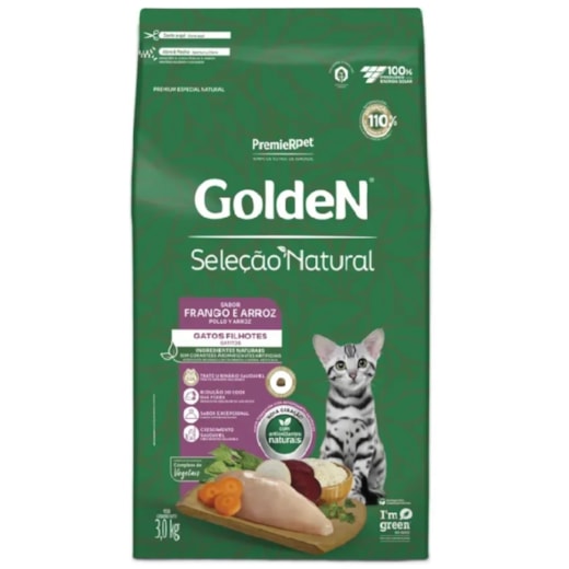 Ração Gato Golden Filhotes Frango e Arroz Seleção Natural 3kg