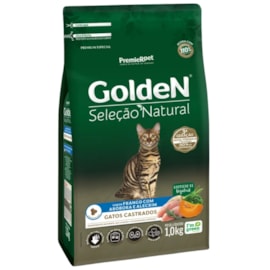 Ração Gato Golden Seleção Natural Adulto Castrado Abobora 01Kg