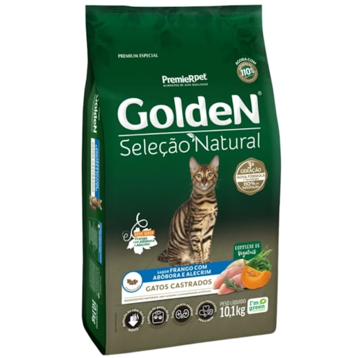Ração Gato Golden Seleção Natural Adulto Castrado Abobora 10,1Kg