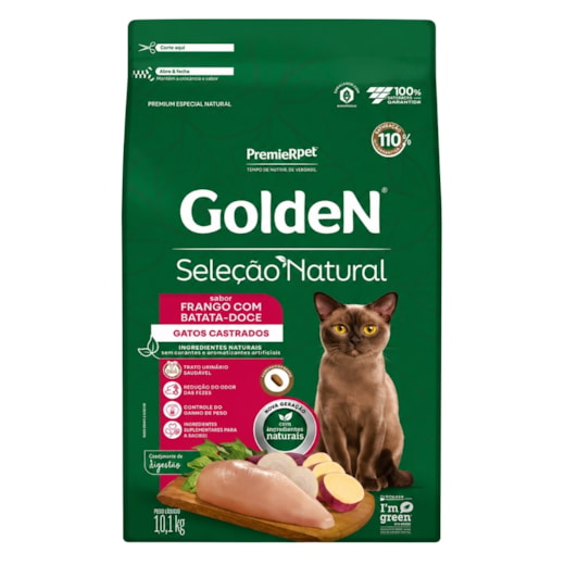 Ração Gato Golden Seleção Natural Castrados Frango com Batata Doce 10,1kg