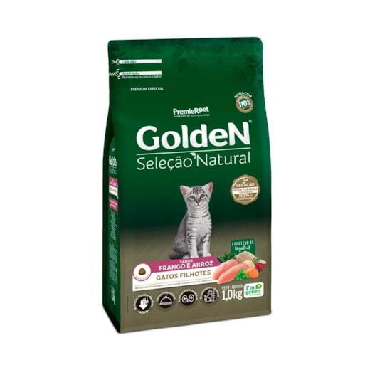 Ração Gato Golden Seleção Natural Filhote Frango/Arroz 01Kg