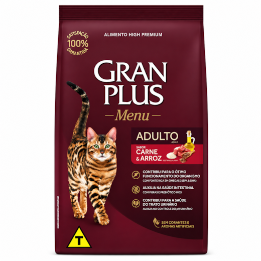 Ração Gato GranPlus Adulto Carne e Arroz 3kg