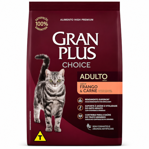 Ração Gato GranPlus Adulto Frango e Carne Choice 10,1kg