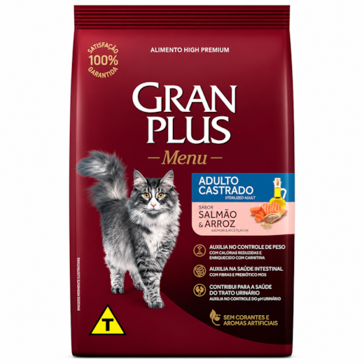 Ração Gato GranPlus Castrado Salmão e Arroz 3kg