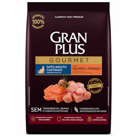 Ração Gato GranPlus Castrado Salmão e Frango Gourmet 1kg