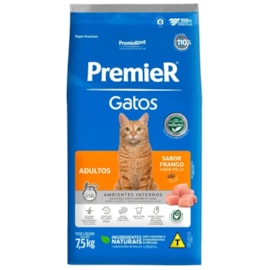 Ração Gato Premier Adulto Ambientes Internos Frango 7,5kg