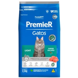 Ração Gato Premier Adulto Ambientes Internos Light Salmão 1,5kg