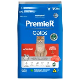 Ração Gato Premier Adulto Ambientes Internos Salmão 500gr