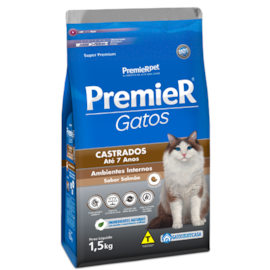 RACAO GATO PREMIER CASTRADO 500GR AMB.INT. 7ANOS SALMAO